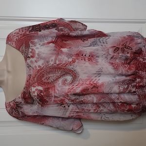 JM Collection Pink Paisley Sequined Blouse